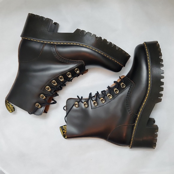 Dr. Martens Shoes - Dr. Martens Leona Vintage Smooth Leather Heeled Boots (women's size 10)